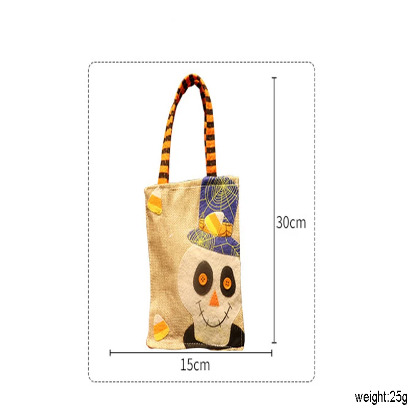 Halloween Decoration Linen Carrier Bag Halloween Party Gift Children Pumpkin Witch Black Cat White Ghost Candy Bag Decor