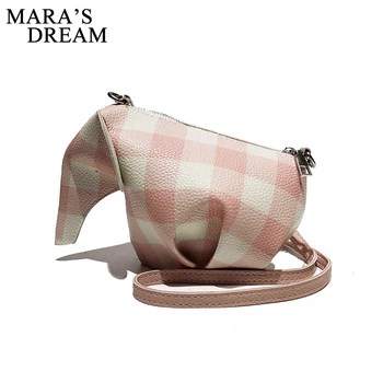 

Mara's Dream 2018 Women PU Leather Handbags Casual Elephant Shaped Crossbody Bags High Quality Plaid Ladies Messenger Handbags