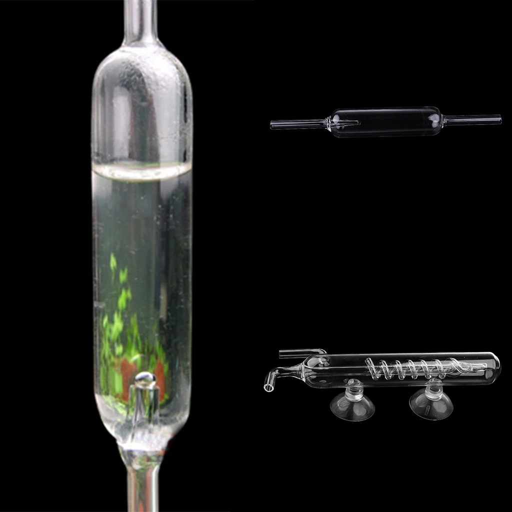 DIY CO2 System Aquarium Tank CO2 Diffuser Glass Tube Bubble Counter + 2Pcs Suction Cup