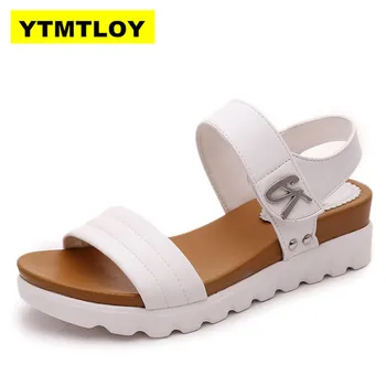 

HOT Summer Gladiator Sandals Women Aged Leather Flat Fashion Women Shoes Casual Occasions Comfortable The Female Sandals 5CM