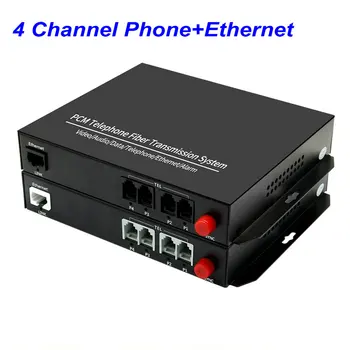 

1Pair 4 Channel PCM Voice Telephone Fiber Optical Media Converters Extender with 100M Ethernet FC Fiber Port Caller ID FAX