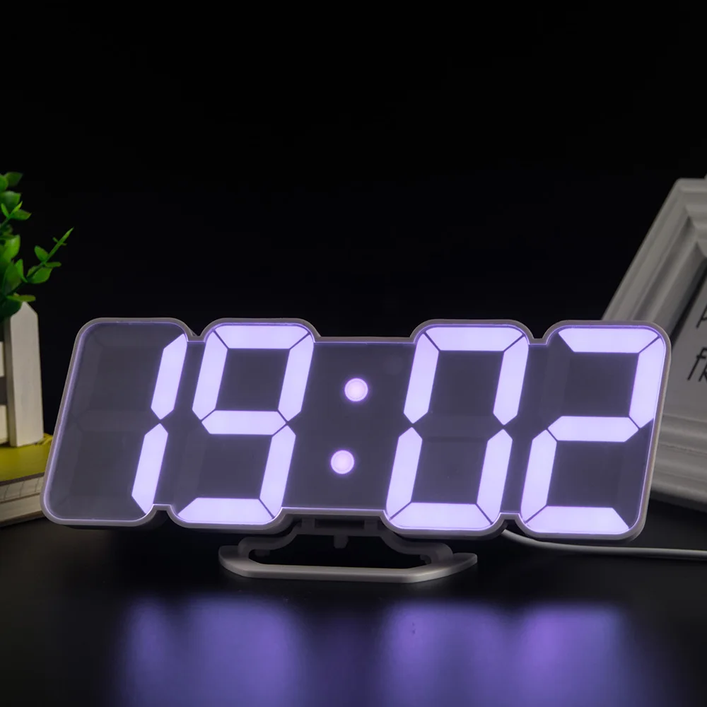 

3D Wireless Remote Digital RGB LED Alarm Clock USB Powered 115 Color Changing 3Level Brightness Sound Control Wall Desktop Clock