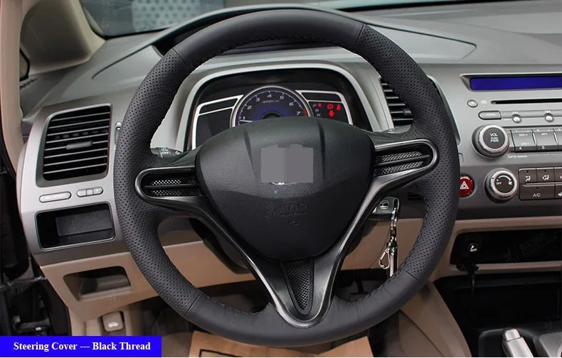Черный кожаный чехол на рулевое колесо ручной работы для Honda Civic старый Civic 2004-2011