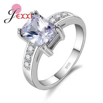 

Princess Cut Fashion Square Cubic Zircon Crystal Rings 925 Sterling Silver Bridal Wedding Rings For Woman Top Quality