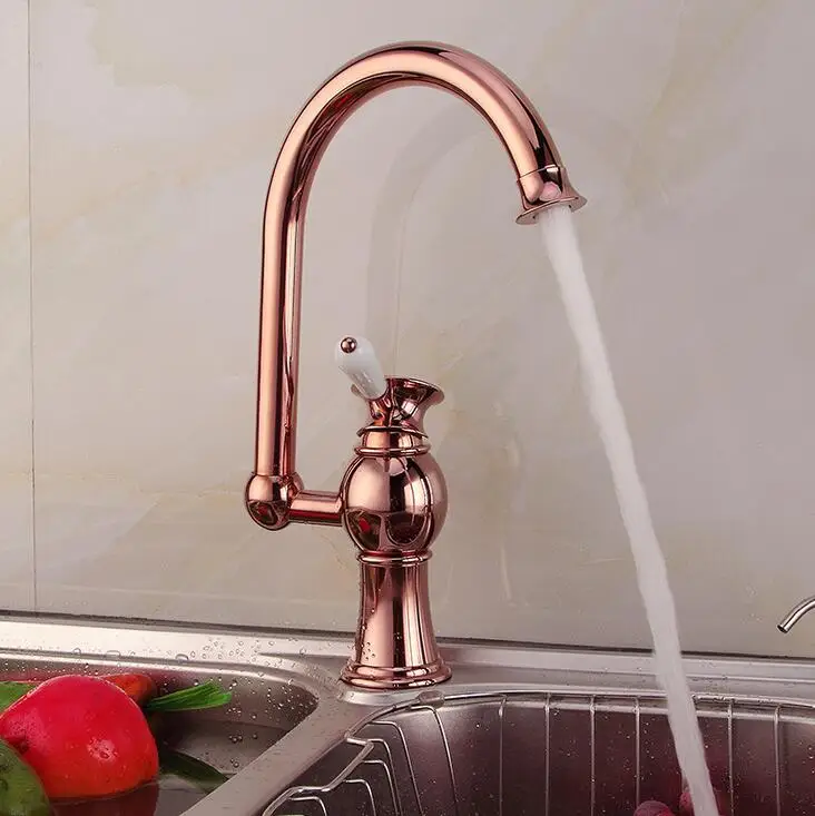 

Antique copper kitchen faucet pull out red, Brass kitchen sink basin faucet hot and cold, Rotated dish basin faucet mixer tap