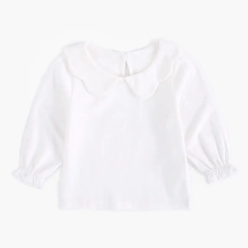 Коллекция года, весенне-летняя футболка для девочек хлопковая Футболка Блузка для маленьких девочек, рубашки однотонная белая детская Базовая футболка Топы, детская одежда
