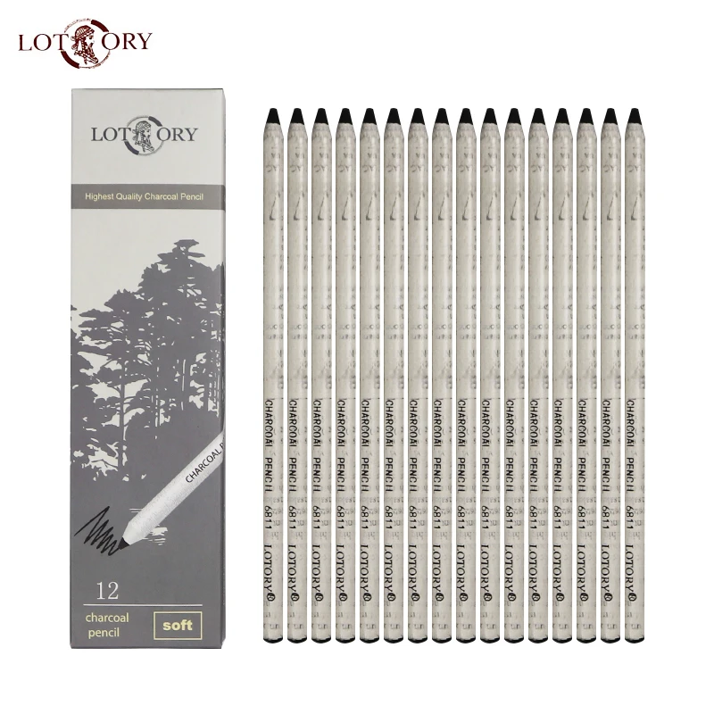12pcs/set Professional Soft Sketch Charcoal Pencils Drawing Pencils Set