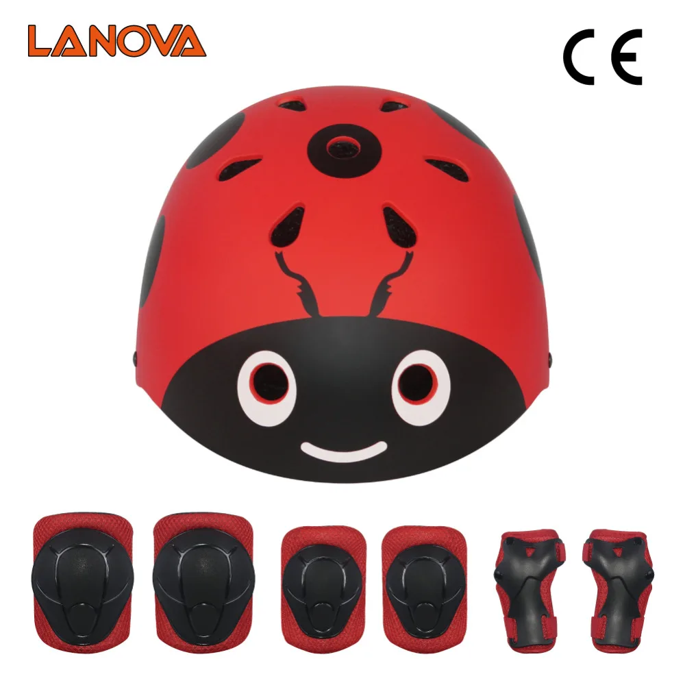 

LANOVA Lovely Protective Gear Set Kids Cycling Roller Skateboard helmet Knee Elbow Pads Wrist Protector Protection for Scooter