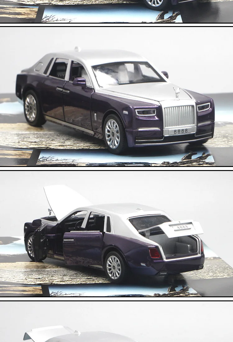 1:28 Rolls Royce, роскошная модель, модель автомобиля из сплава, звук и светильник, оттягивающая 6 дверей, эксклюзивная модель автомобиля