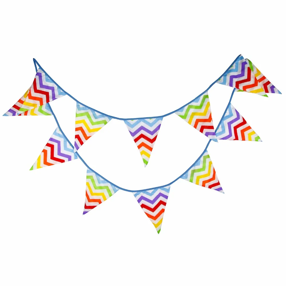 Beautiful Stripes Nursery Flags Bunting Garland For Wedding / Birthday