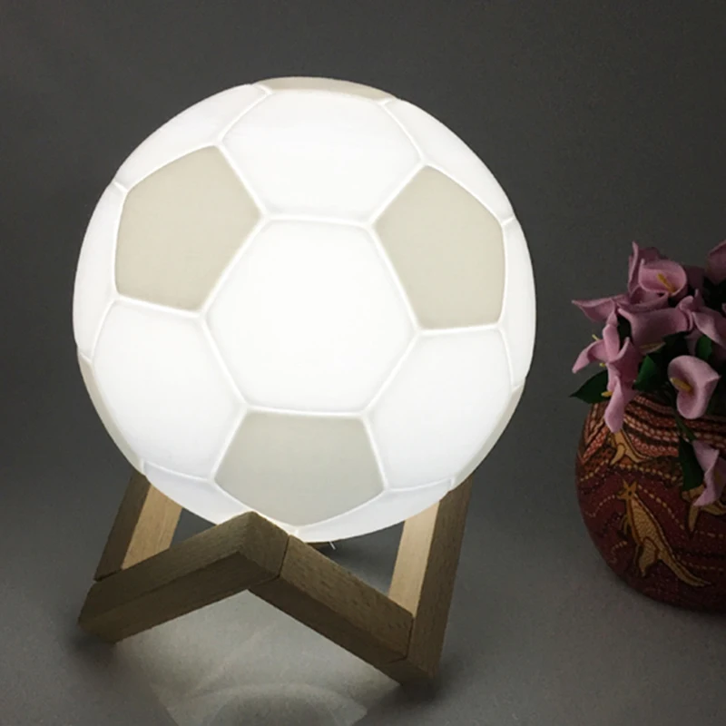 

2018 Luminaria Decorative RGB 3D Printing Football Night Light Touch Colors Changing Lamp USB Football Table Lamp Soccer Lampara