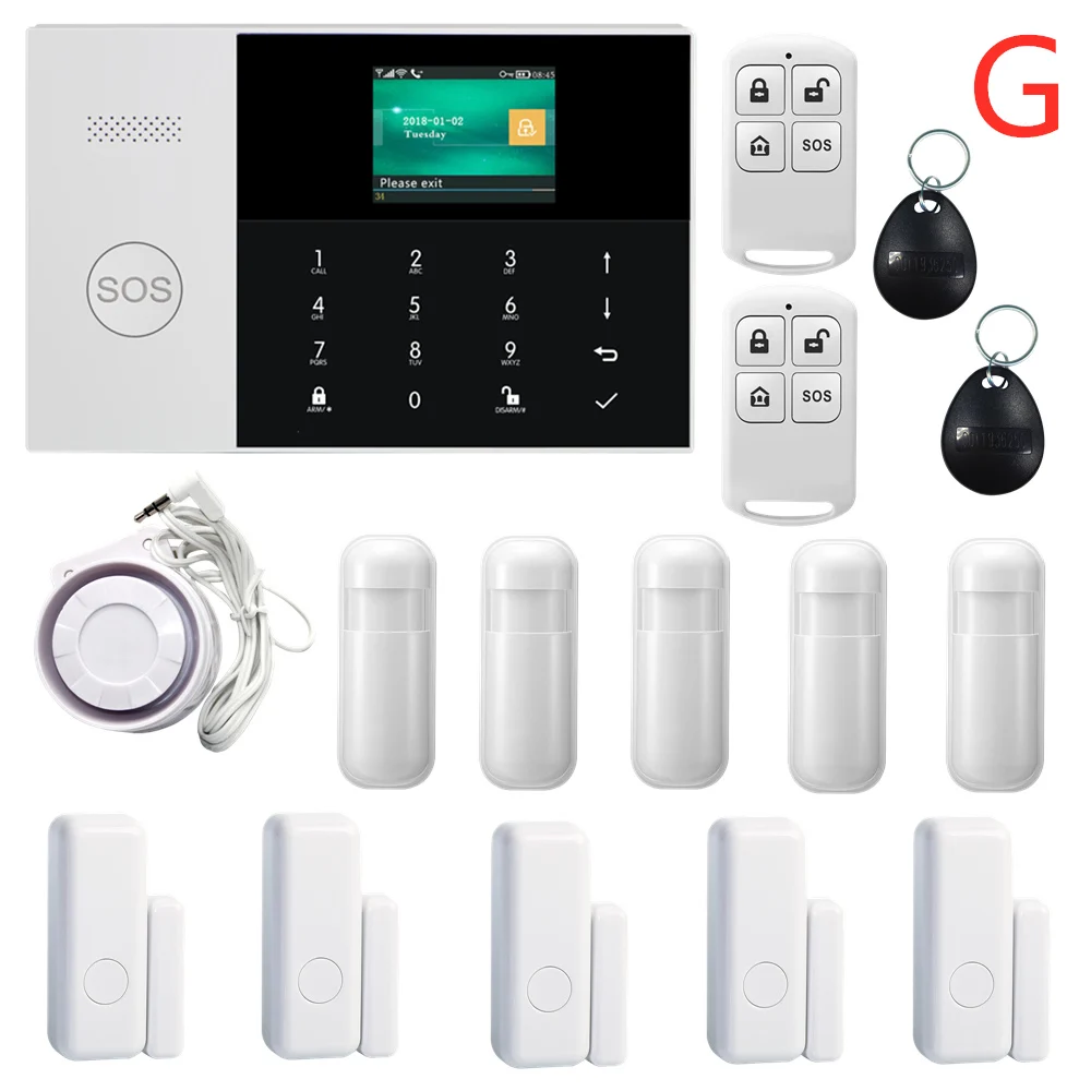 ring alarm wireless keypad 433MHZ IOS Android APP Remote Control LCD Touch Keyboard Wireless WIFI SIM GSM RFID Home Burglar Security Alarm System Sensor sos panic button Alarms & Sensors
