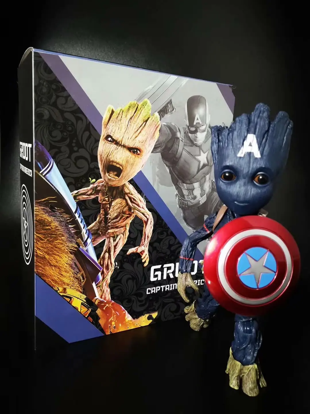 

Marvel Guardians of The Galaxy Avengers Tree Man as Captain America BJD Action Figure Model Toys