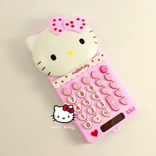 2016 New 8 digit mini solar pink cute hello kitty calculator wholesale Sliding design solar calculator no voice L13cm* W6cm