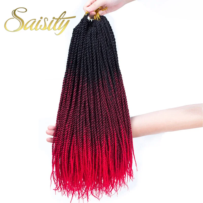 Saisity 18 &quotСенегальские плетеные косички волосы Омбре синтетические для
