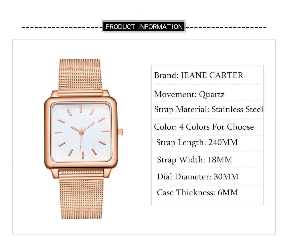 Дропшиппинг, модные женские часы с браслетом, полностью стальная сетка, квадратный циферблат, наручные часы для женщин, женские кварцевые часы, Montre Femme