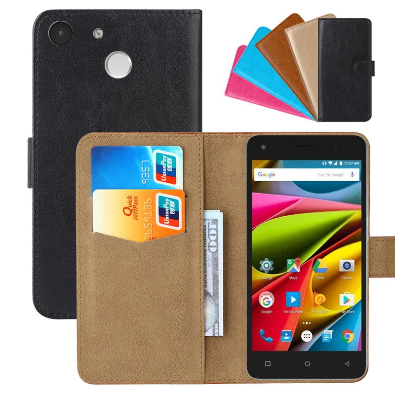 

Luxury Wallet Case For Archos 50b Cobalt PU Leather Retro Flip Cover Magnetic Fashion Cases Strap