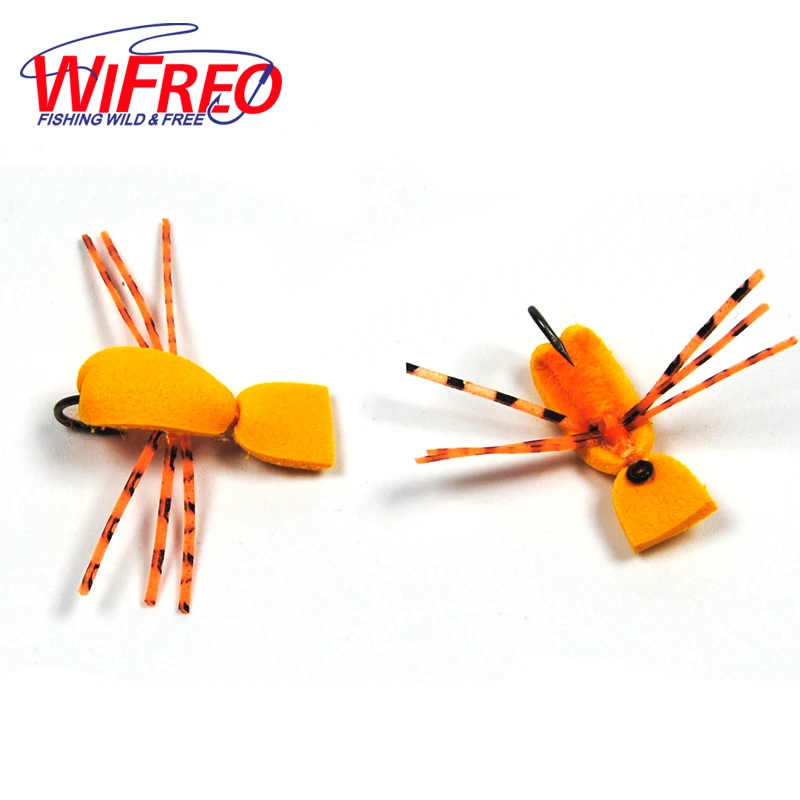 

6PCS 10# Wifreo Orange Foam Beatle Fly Floating Fishing Flies for Trout Fishing