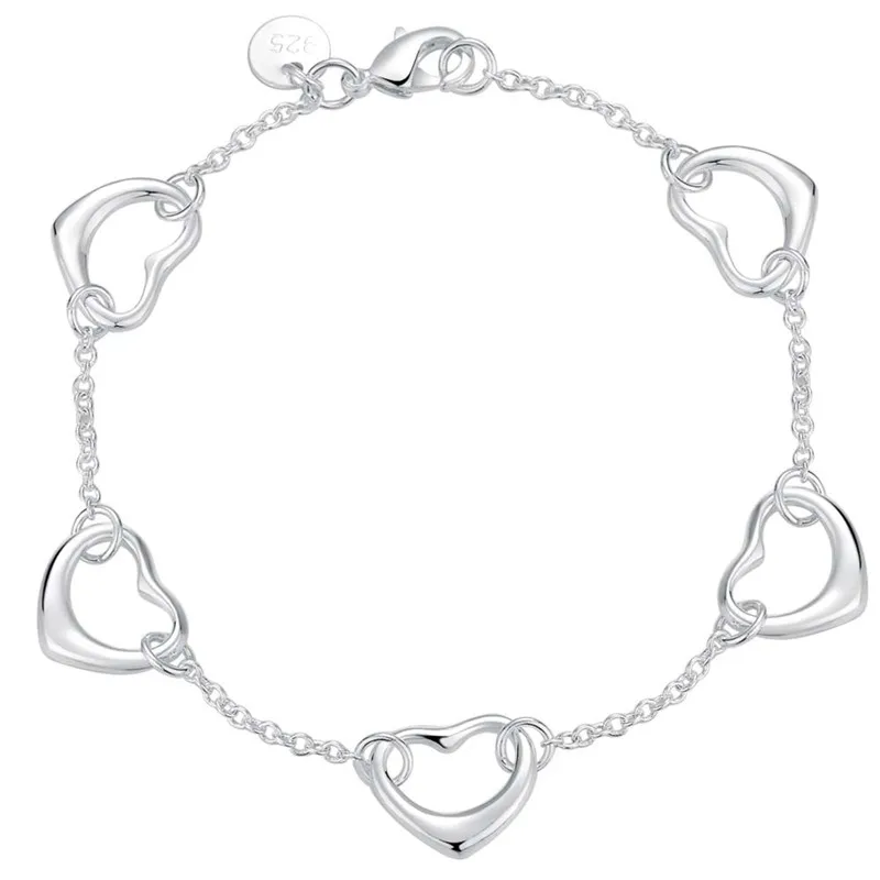 

Fashion jewelry plated silver heart-shaped thin bracelet sweet princess style birthday gift for girls top quality hot