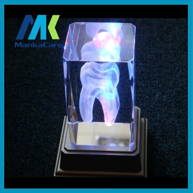 Красочная зубная 3D зубная форма лампа стоматологический кристаллический зуб ручной работы стоматологическая клиника Лазерная травка зуб куб из прозрачного стекла