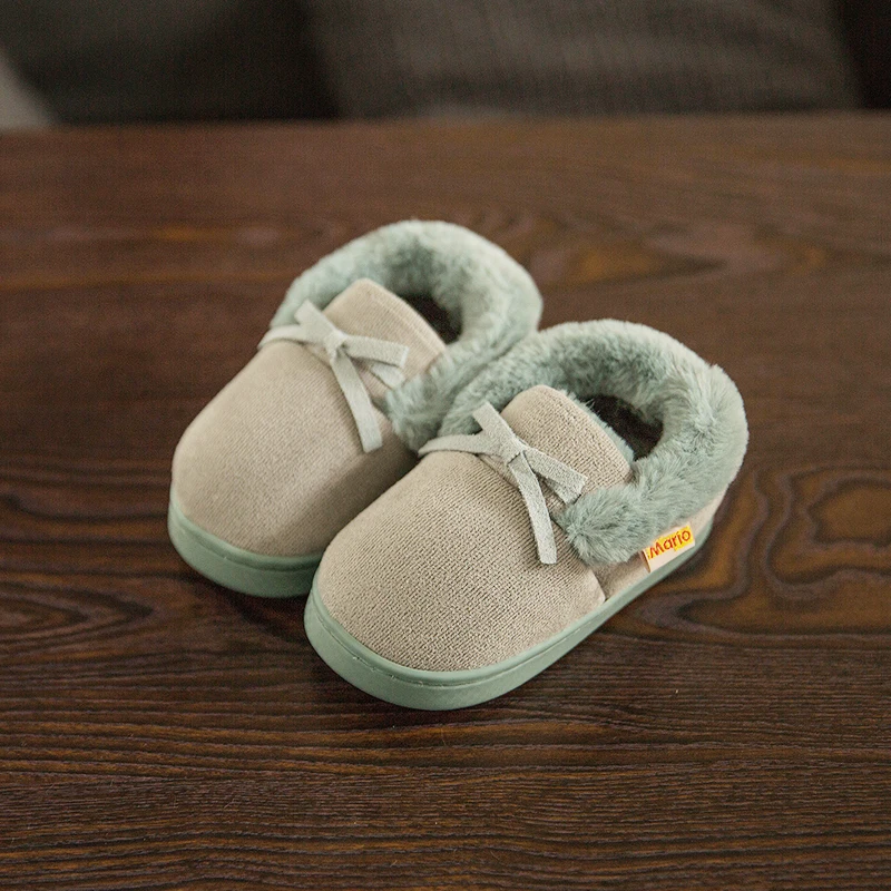 Тапочки для малышей 1-4 лет; зимняя Красивая домашняя хлопковая обувь для мальчиков и девочек; хлопковая обувь