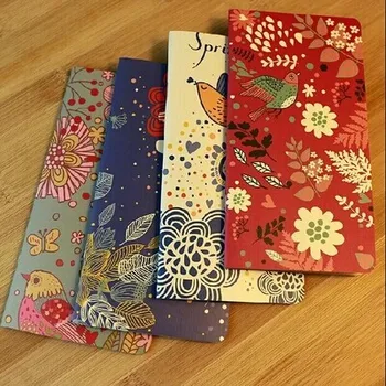 

1 PCS Kawaii Stationery Cute Flowers Birds Kraft Paper notebook Notepad Painting Of Diary Book Journal Record Office School Supp