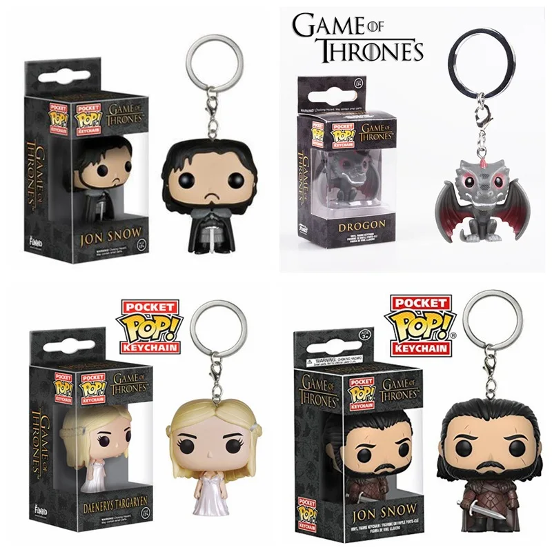 

New FUNKO POP New Pocket Pop Keychain Official Game of Thrones Jon Snow Characters Action Figure Collectible Model Christmas Toy