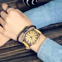 MEIBO модный бренд часы для Для мужчин деревянный Цвет кожаный ремешок для часов наручные часы Повседневное кварцевые Для Мужчин Смотреть