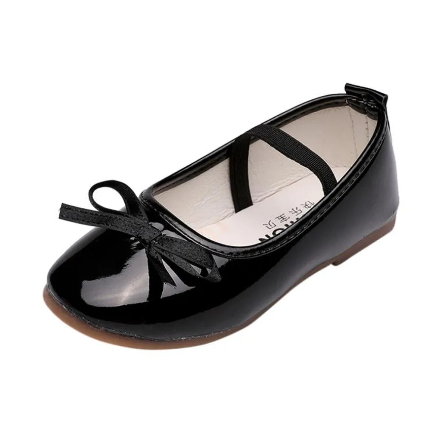 

KLV 2019 Hot Sale newborn shoes Baby Fashion Sneaker Child Girls Bow Casual Single Leather Pricness Shoes baby girl shoes