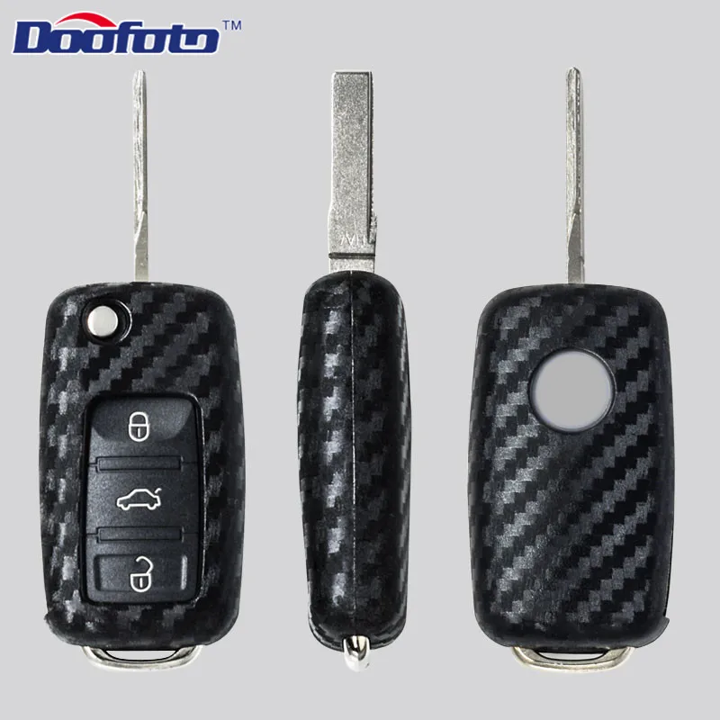 Doofoto автомобильный Стайлинг оболочки автомобильный ключ чехол для Volkswagen Amarok Polo Golf 5 6 7Altea черная наклейка Аксессуары для декорирования машины