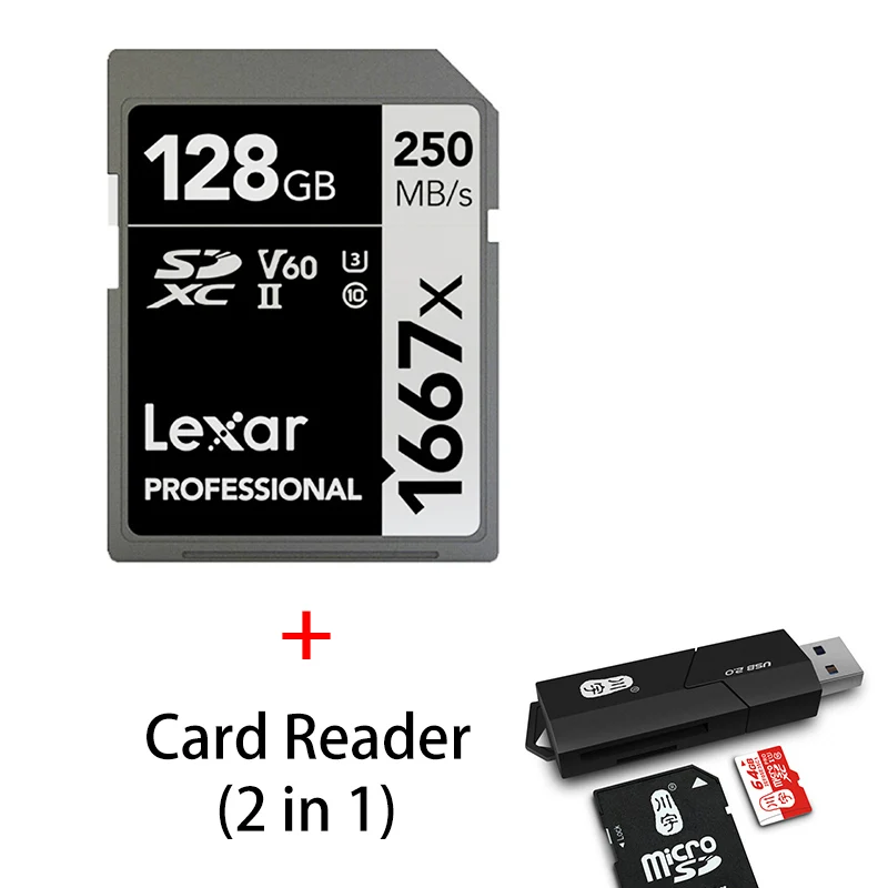 Lexar 1667X карта памяти 64 128 Гб класс 10 U3 V60 SD карта 128 Гб 64 Гб 256 ГБ 250 Мб флеш-карта SD карта памяти для камеры SDXC SDHC - Емкость: SD1667X-128G-C295