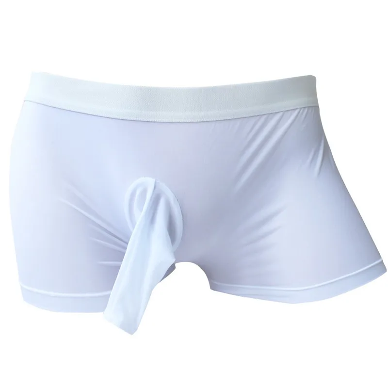 TiaoBug, сексуальные мужские боксеры, шорты, тянущиеся, мягкое нижнее белье с открытым мешочком для пениса, облегающие, мужские, горячие, удобные трусики, трусики - Цвет: White