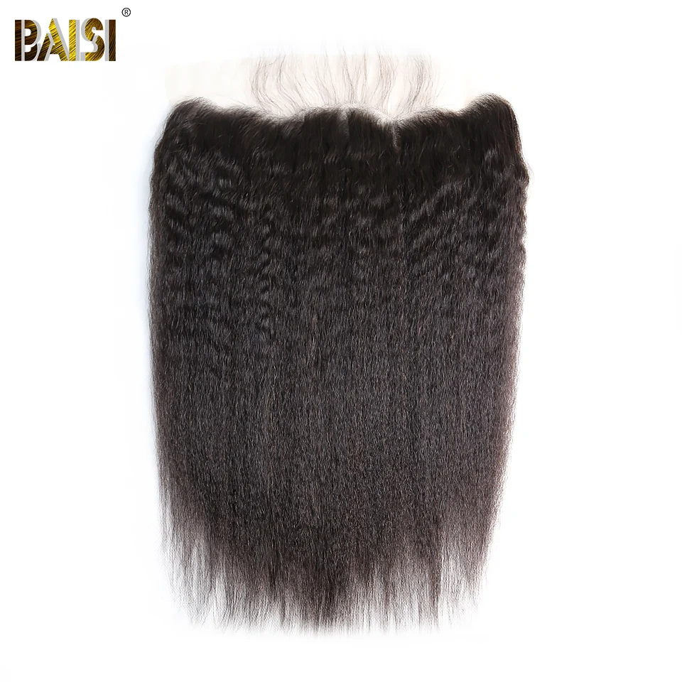 BAISI волосы бразильские кудрявые прямые 8A девственные волосы 3 пучка с кружевной фронтальной человеческих волос для наращивания