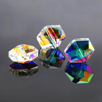 

10x12mm/12x14mm Shiny hexagon Shape Glass beads crystal beads Loose Spacer beads faceted Jewelry Beads for earring making DIY