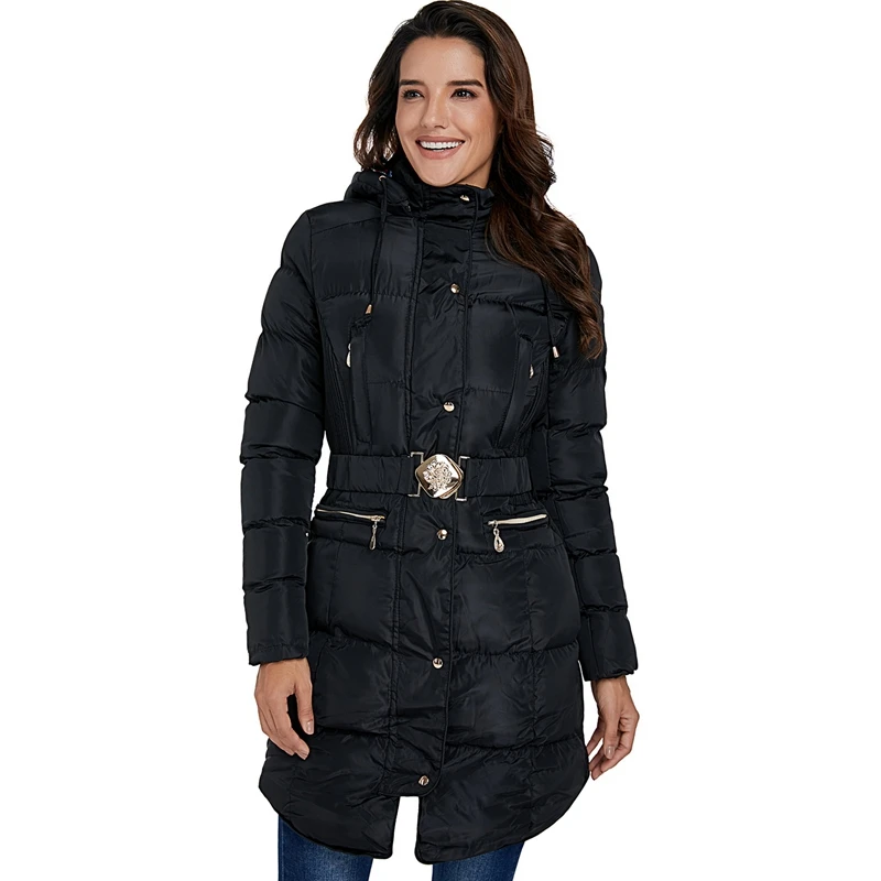 Winter Clothes Women Cotton Coats Lady Stylish Thicken Warm Long Sleeve Solid Color Zipper Slim Hooded Coat With Waist Belt Winter Clothes Women Cotton Coats Lady Stylish Thicken Warm Long Sleeve Solid Color Zipper Slim Hooded Coat With Waist Belt