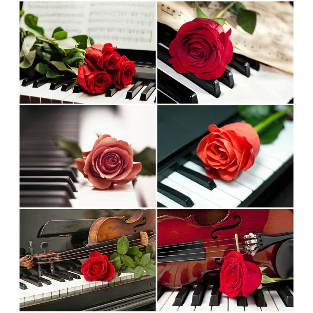 

EverShine Diamond Painting Full Drill Flowers Picture Of Rhinestones Diamond Embroidery Piano Rose Diamond Mosaic Wall Decor