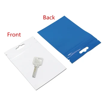 

Self Seal Ziplock Plastic Pack Bag for Electronic Key Sundry Crafts Storage Front Clear Back Blue Package Bag Hang Hole 11 Sizes