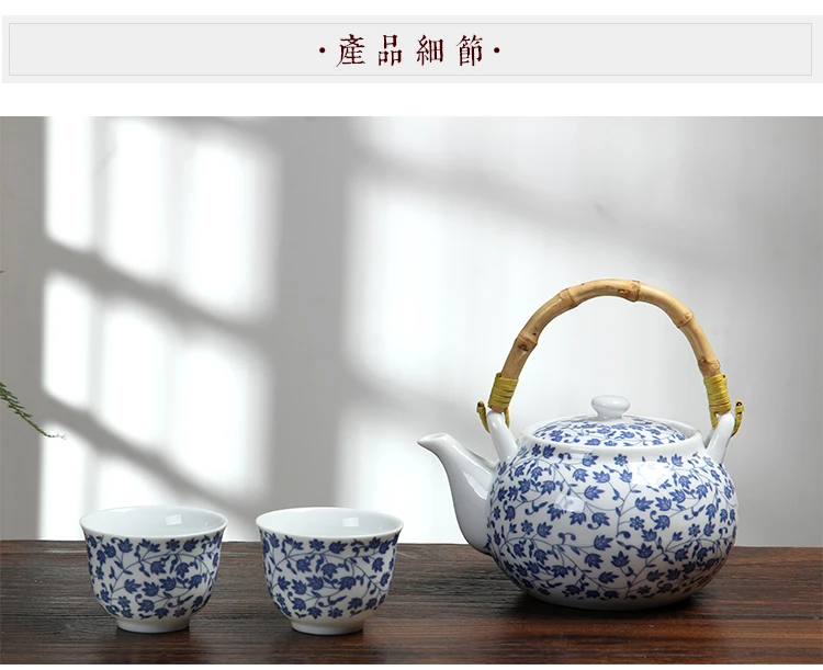 Синий и белый фарфор большой чайник большой фарфоровый горшок домашний заварник высокотемпературный стойкий чайник lo106556