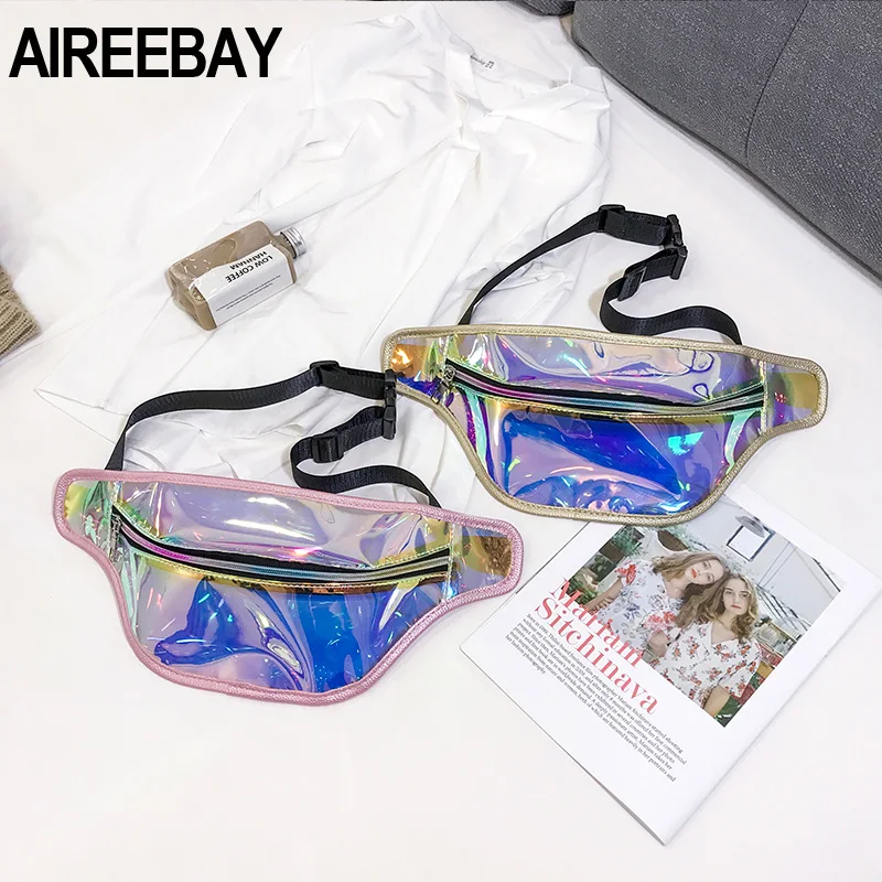 AIREEBAY прозрачная поясная сумка женская голограммные нагрудные сумки большие
