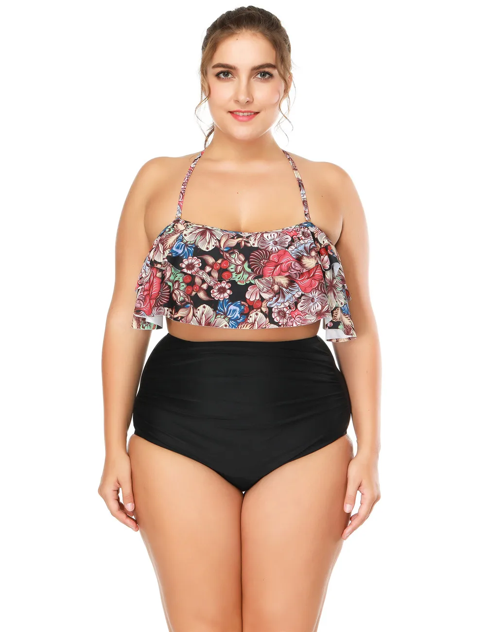 Plus size S-3XL High Waist Padded Bikini set 2018 Sexy Ruffle Bikini Beach Wear Bikinis Women Swimwear Biquini Bathing Suit  (3)