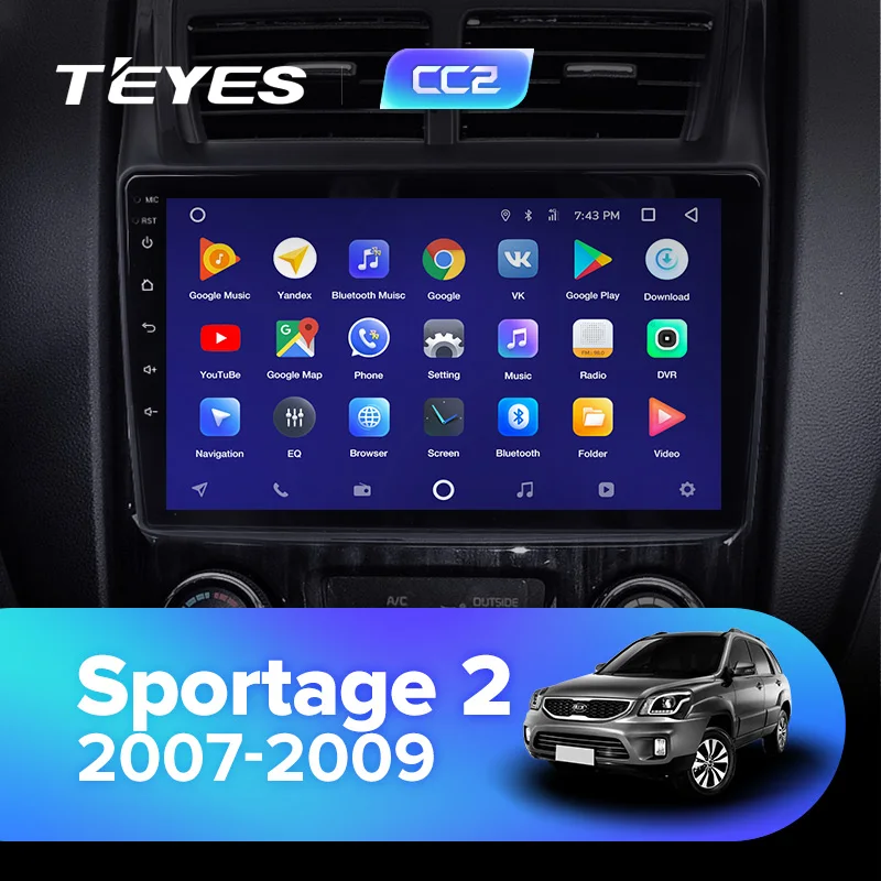 TEYES CC2 Штатная магнитола для Киа Спортейдж 2 Kia Sportage 2 JE KM 2007 2009 Android 8.1, до 8-ЯДЕР, до 4+ 64ГБ 32EQ+ DSP 2DIN автомагнитола 2 DIN DVD GPS мультимедиа автомобиля головное устройство