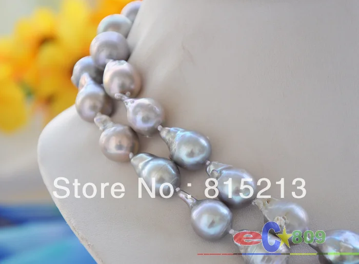 

ddh00624 2Strands 21mm GRAY BAROQUE KESHI REBORN PEARL NECKLACE