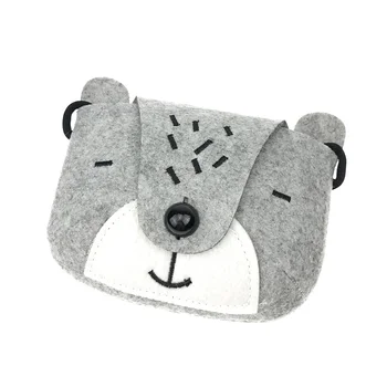 

Children one shoulder bag Kids coin purse cute one shoulder bear bag girls messenger bag(gray)