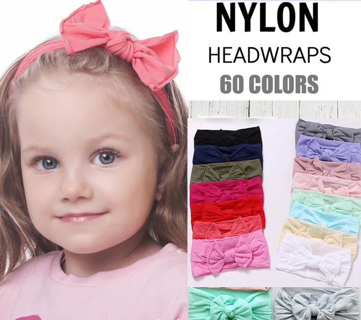 

MengNa 30pc New Solid Nylon Headband Bows Headbands For cute Kids Girls Hair Girls Turban Hairband Children Soft Cotton Headband