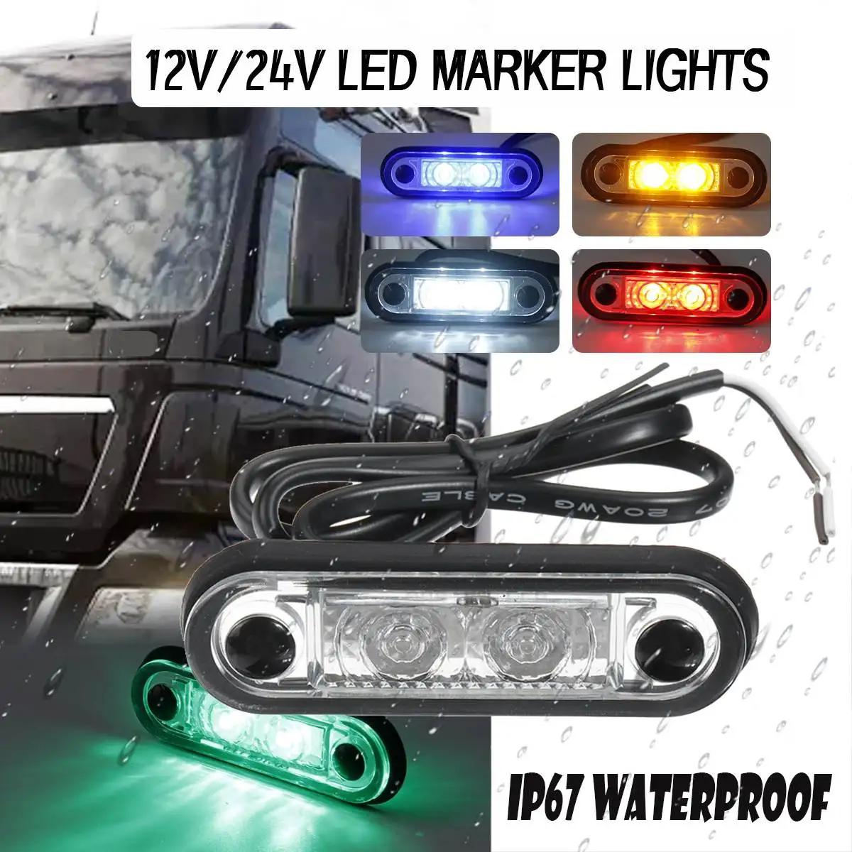 

Waterproof LED Side Marker Car External Light 12/24V Indicator Light Bus Truck Lorry Led Indicator Trailer Light Rear Side Lamp