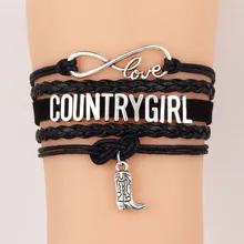 10 шт./партия) Бесконечная любовь Страна Девушка браслет загрузки Шарм ручной работы многослойная кожаная веревка обруча браслет и ювелирные женские браслеты