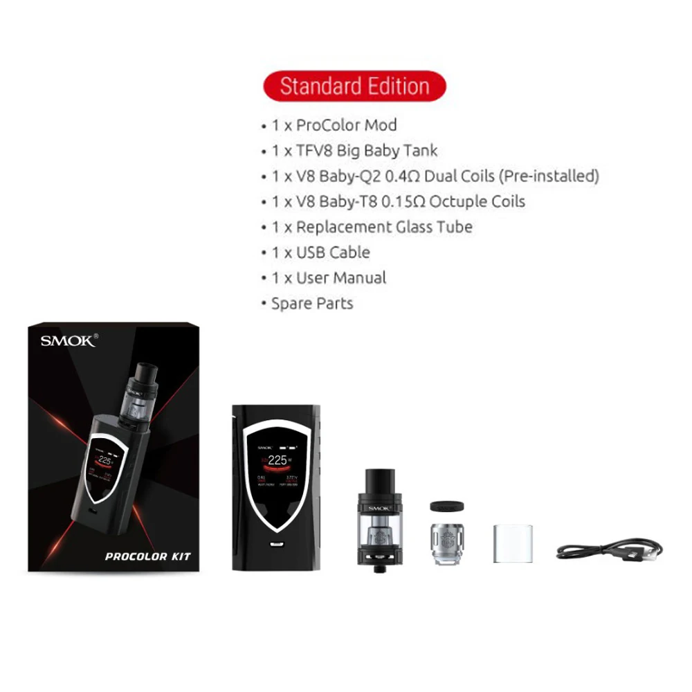 Original Veeape Procolor 225W TC Box Mod Pro Color for Smok  Electronic Cigarette Vape For TFV8 Big Baby Atomizer Tank (11)