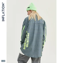 INFLATION AW Мужская рубашка, мужская рубашка в полоску, Повседневная рубашка с длинным рукавом, модные мужские флуоресцентные зеленые рубашки с принтом, 92111W