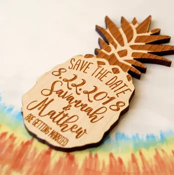 

Personalized Wedding Pineapple Save the Date Magnets,Custom wood rustic Sunmmer save the date,party favors gifts