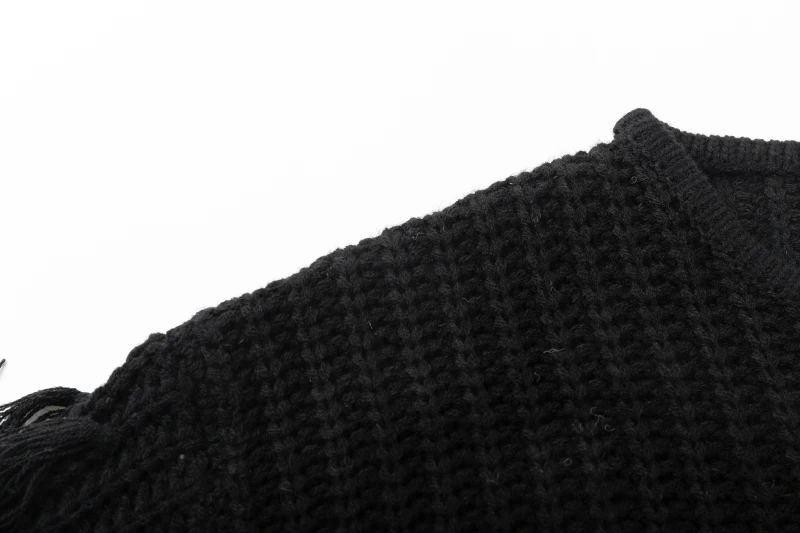 ShejoinSheenjoy Tassel Long Sleeve Knitted Sweater Women Tops Pullovers O-Neck Autumn Winter Short Pullover Women Sweaters (5)